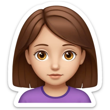 Niña pelo castaño, ojos marrones, 5 años, sticker