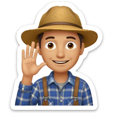 combination of these 👨‍🌾😄 with 🤔 gesture; a and under his face and thinking sticker