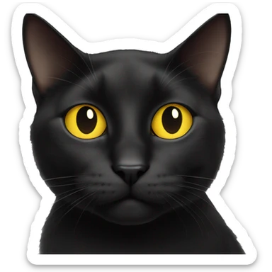 black cat with yellow eyes an a white spot on the nack sticker