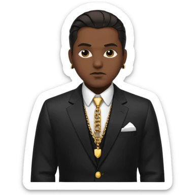Mob boss in black suit, slick hair, gold chain, sticker