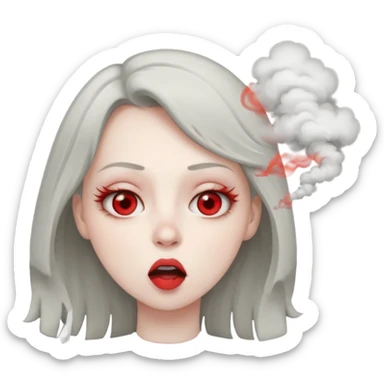 Girl with sleepy red eyes and smoke coming out of her mouth sticker