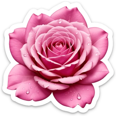 “A Polaroid-style photo of a pink rose  sticker