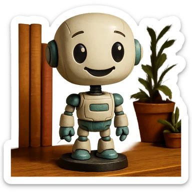 friendly bobblehead style robot sticker