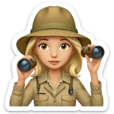 Woman + binoculars,Jungle Explorers. sticker