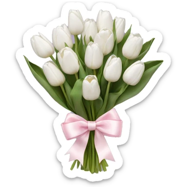 White tulips bouquet with light pink bow  sticker