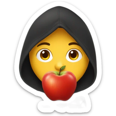 red apple with black hoodie sticker