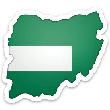 "Nigeria outline filled with the Nigerian flag colors, green-white-green, simple and bold, vector-style, clean and vibrant." sticker