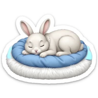 cartoon rabbit sleeping soundly in a bed sticker