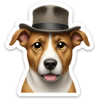 Dog with hat and driving a car sticker