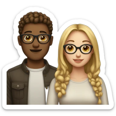 boyfriend and girlfriend with glasses on sticker