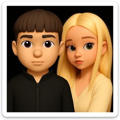 Place these two 3d emoji images on one background as two separate figures without changing the images themselves sticker