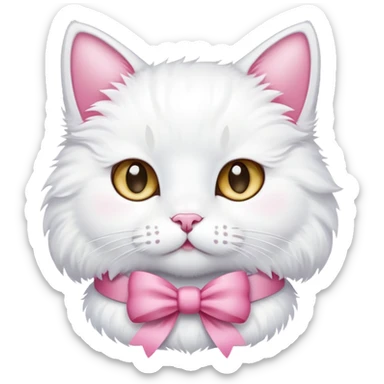 White cat with pink bow sticker