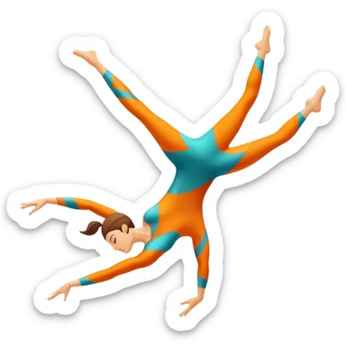 A dynamic emblem symbolizing acrobatic sports, featuring an abstract representation of an acrobat mid-performance, performing a graceful flip or aerial pose. The emblem should incorporate sleek lines and shapes that evoke motion and precision, with a clean, professional look. sticker