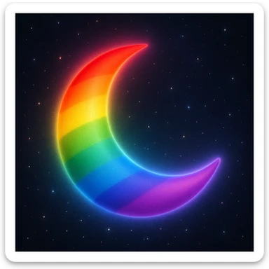 gay pride emoji, rainbow moon, glowing and dreamy sticker