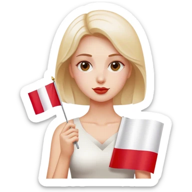 woman with polish flag sticker