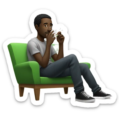 Black man chilling smoking weed sticker