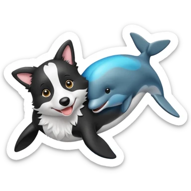 a combination of a dolphin and a boarder collie in one emoji sticker