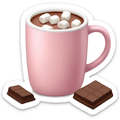 Light Pink mug of hot chocolate with marshmallows  sticker