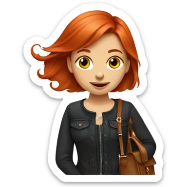 red head girl wearing cross body purse sticker