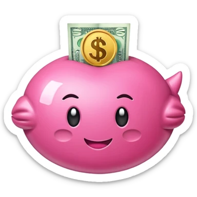 Pink wad of money sticker