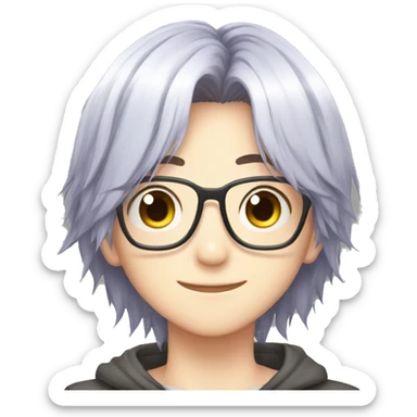 Boy 15 years old, ayanokoji hair, glasses sticker