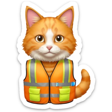 cat in hi-vis vest sticker