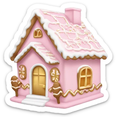 light pink and gold and white gingerbread house sticker