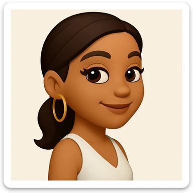 turn the second man in emoji style of the 1st image, match the facial features and match dressing style of the 2nd image, she is wearing white tank top lose, side pose sticker