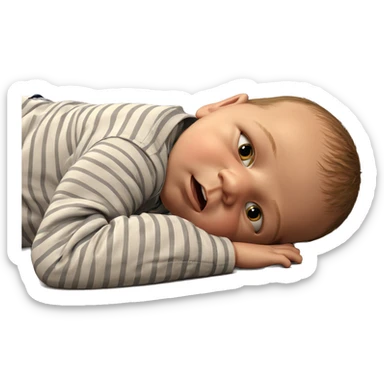 boy in striped shirt lying down sticker