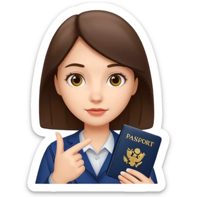girl holding passport sticker