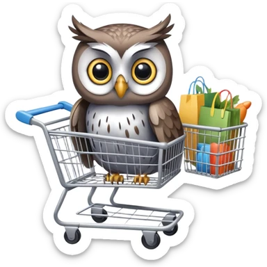 Twilio owl pushing a shopping cart sticker