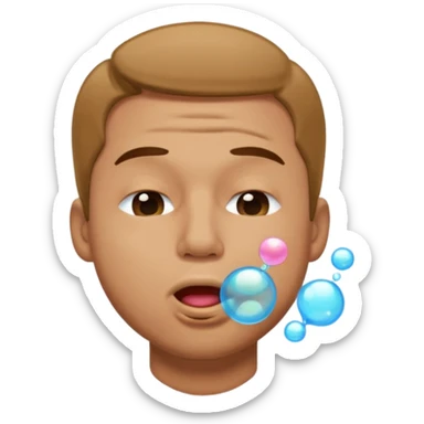 A male squinting his eyes closed but the mouth is blowing out sticker