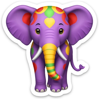 elephant with purple, red, yellow, and green colors sticker