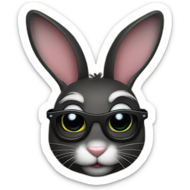 Lapin noir qui porte des lunettes sticker