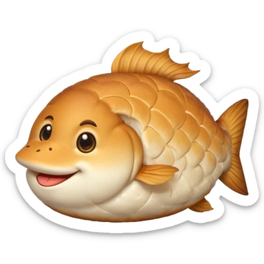 delicous fish-shaped bun like simple emoji for using app with cute bun sticker
