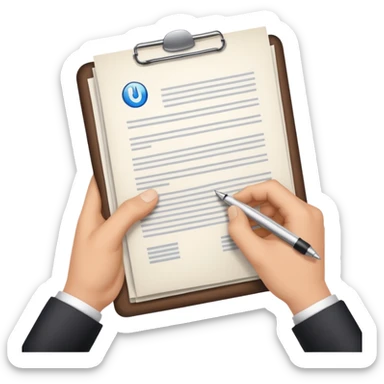 two hands passing a document sticker