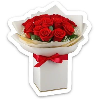 Bouquet of red roses in luxurious package for Valentine’s Day  sticker