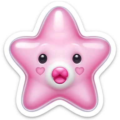 White jelly bear in the shape of a [unclear] with large pink heart-shaped eyes sticker