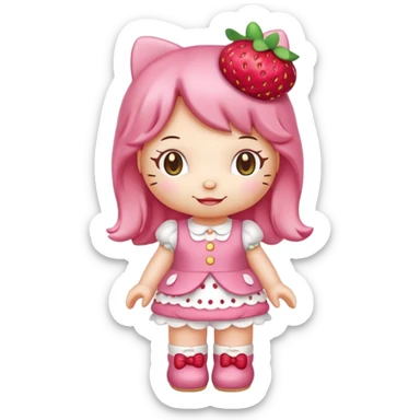 hello kitty strawberry shortcake pink full body sticker
