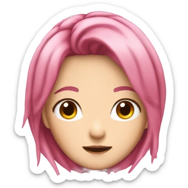 pink haired japanese woman anime sticker