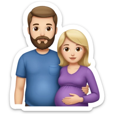 Una mujer embarazada y un hombre con barba  sticker