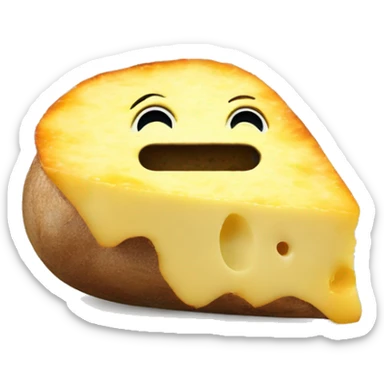 raclette cheese on top of a baked potato sticker