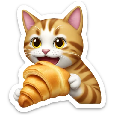 A cat eating croissant  sticker