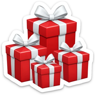3 red gift boxes with white bows sticker
