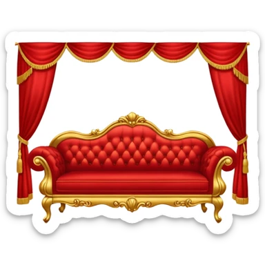 rococó sofa rojo con dorado sticker