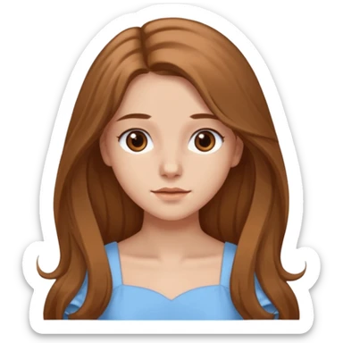 GloomyKassie light brown long hair, brown eyes, light blue dress sticker