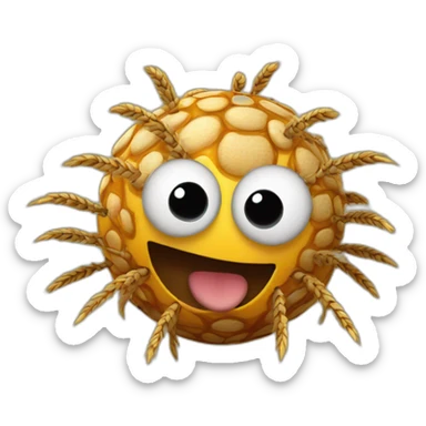 3d sphere with a cartoon spotted wheat Spider skin texture with creepy eyes sticker