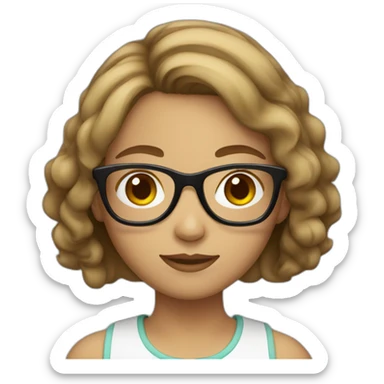 Girl with short light brown hair and glasses sticker