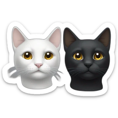 Un gato negro y un gato blanco sticker