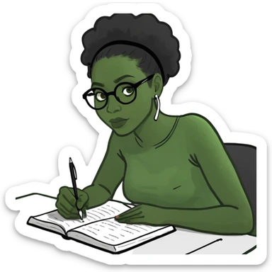 Black Woman Studying and Taking Notes sticker
